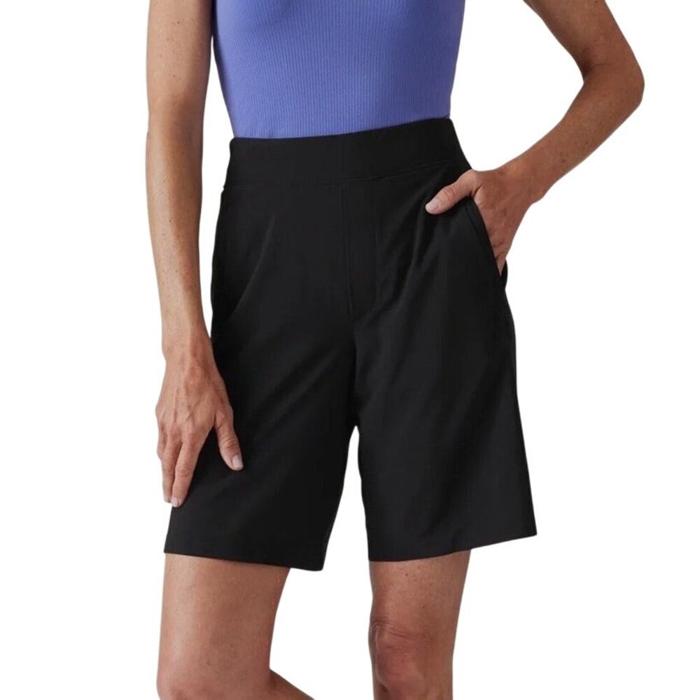 Athleta NWOT Brooklyn Bermuda Shorts Black Size 2 Pull-on Pockets Featherweight